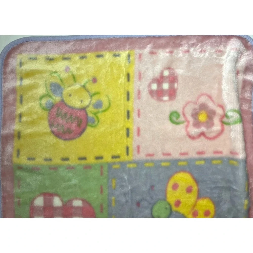Baby‎ Boom RN 90347 Girl Soft Plush Butterfly Flower Heart Bee Blanket Vtg Htf